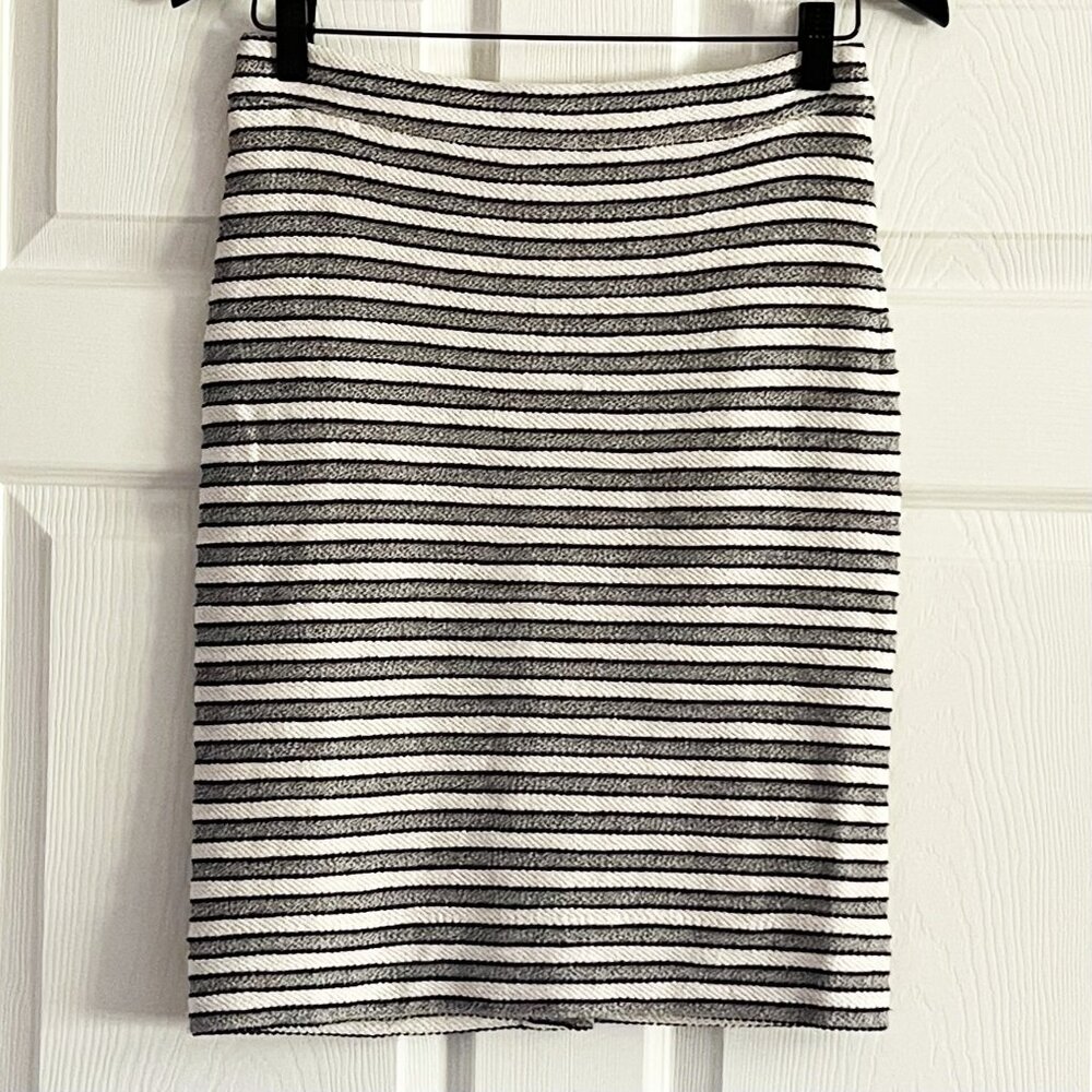 J.Crew skirt blue cream ivory stripe cotton blend lined woven size 0 NWT